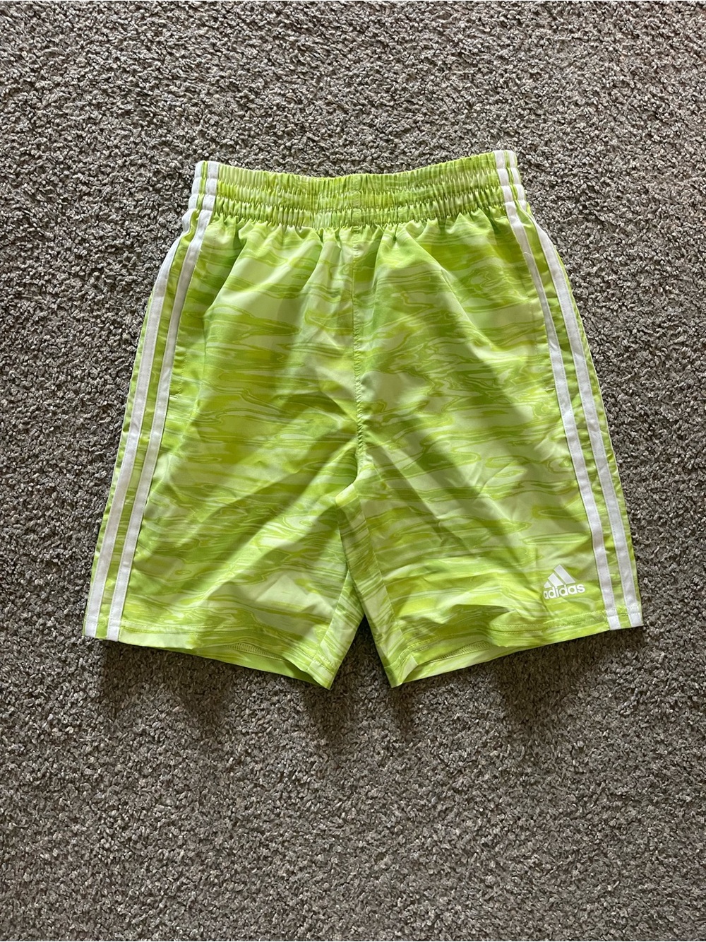 Boy’s Adidas Neon Lime Green Sports Shorts with White Logo